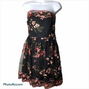 CRYSTAL Doll Floral Strapless Mini Dress
